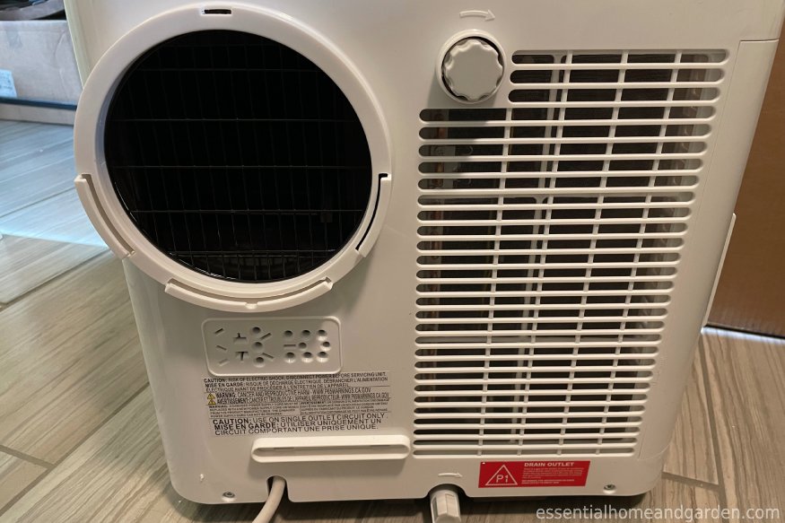 imagen que muestra el panel posterior del acondicionador de aire portátil hOmeLabs