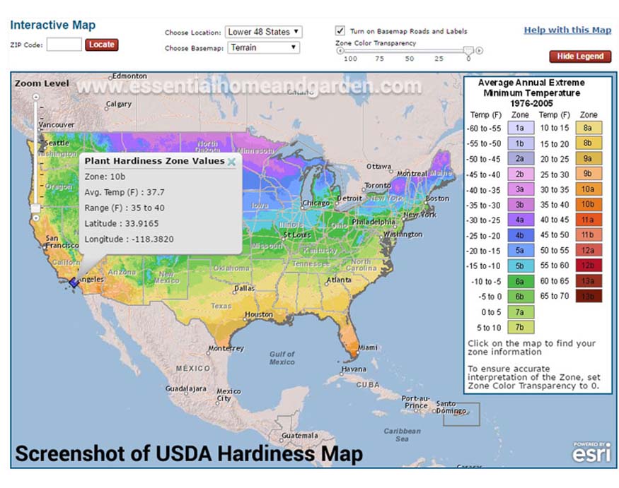 mapa de las zonas de resistencia del USDA